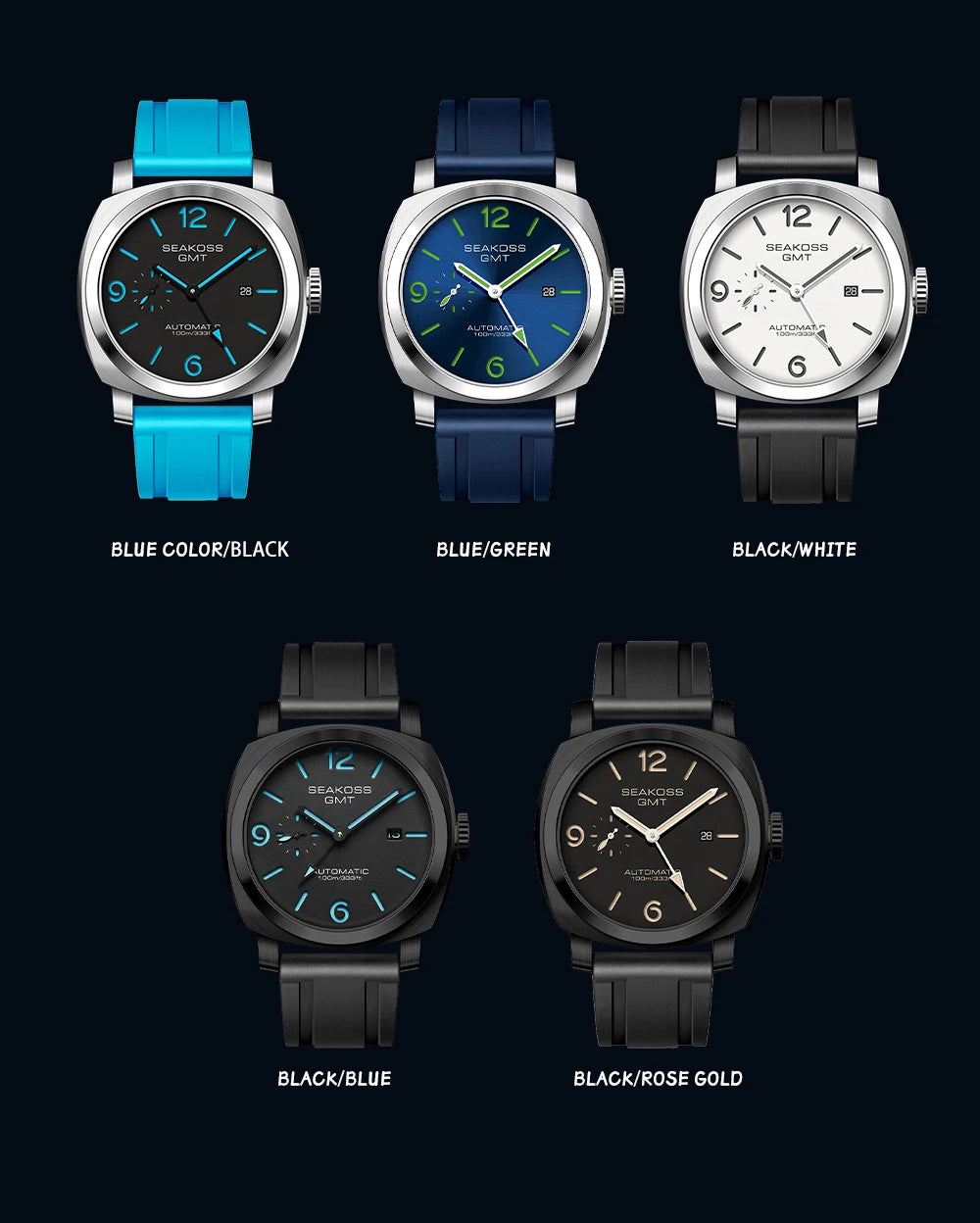 SEAKOSS GMT Diving Automatic Mechanical Watches Men 1963 ST2557 Seagull Movement 316L Super Luminous Calendar 10Bar Wristwatches