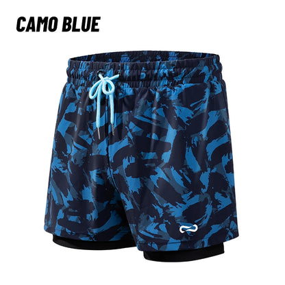 COPOZZ Summer Men's Beach Swimming Trunks Drawstring Elastic Waist Swimsuit Shorts Plus Size Quick Drying Swimwear Shorts Board