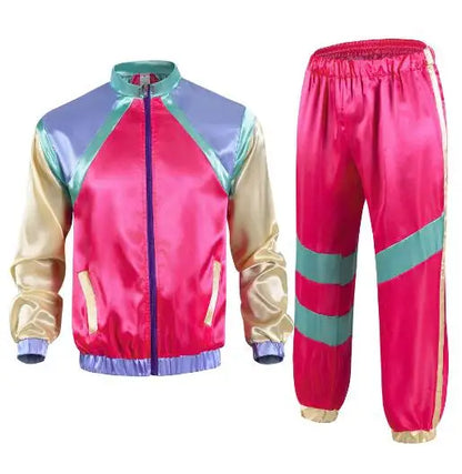 Women's Men's Costume 80s 90s Suit Party Accessories Disco Jacket Trousers  Outfit Women's Men's Costume Tracksuit for Carnival