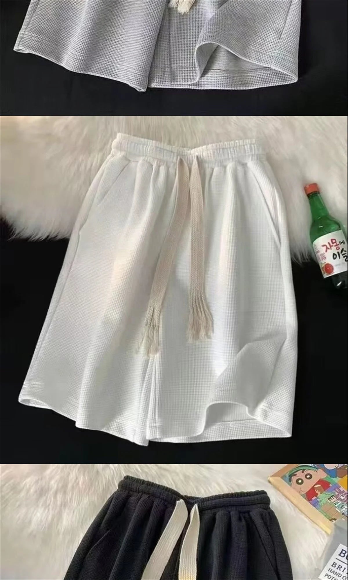 Solid Breathable Shorts Summer Men's Fashion Trendy Brand Lightweight Drawstring Basketball Sports Fitness Large Middle Pants