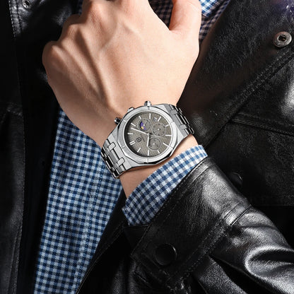 QINGXIYA Luxury Chronograph Quartz Watch Men Sport Military Watch For Men Waterproof Luminous Date Stainless Steel Men's Watches