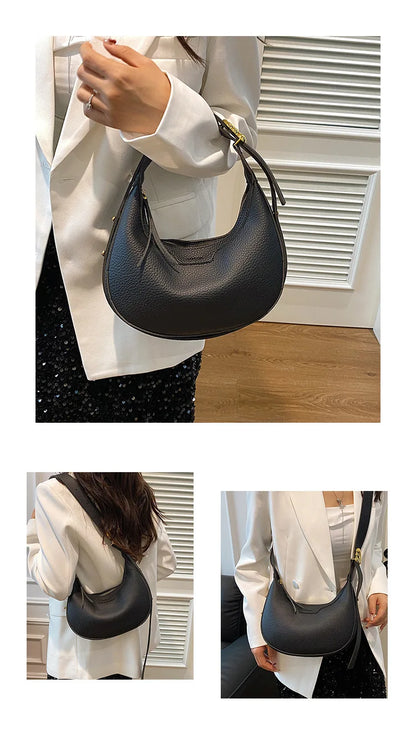 Women Underarm Bag Fashion Hobos Half Moon Saddle Shoulder Bags Luxury Pu Leather Crossbody Bag Phone Purses 2024 Commuting Bags