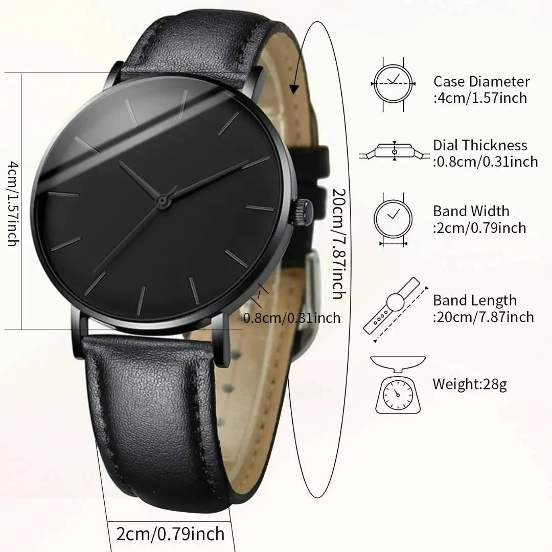 4/5PCS Fashion Leather Strap Men Business Watches Casual Mens Quartz Watch Vintage Bracelets Set Reloj Hombre（Without Box）