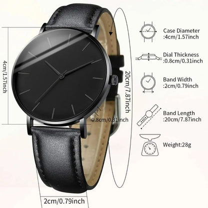 4/5PCS Fashion Leather Strap Men Business Watches Casual Mens Quartz Watch Vintage Bracelets Set Reloj Hombre（Without Box）
