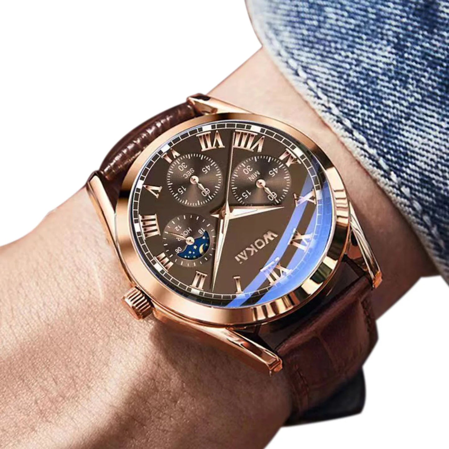 Business Quartz Watch Fashion PU Leather Strap Daily Quarts Watches Suitable for Daily Dating Gift Wristwatch
