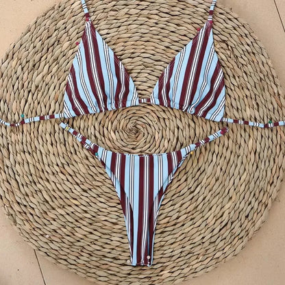 Micro Bikinis 2026 New Swimwear Women Swimsuit Sexy Brazilian Bikini Set Stripe Print Beachwear Bathing Suit biquini Female