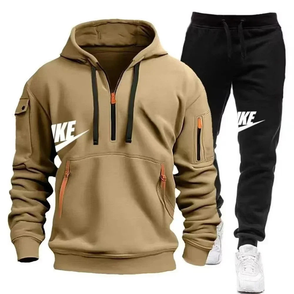 New men's autumn and winter suit zipper hoodie + trousers suit casual men's sportswear warm suit
