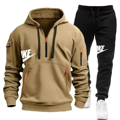 New men's autumn and winter suit zipper hoodie + trousers suit casual men's sportswear warm suit