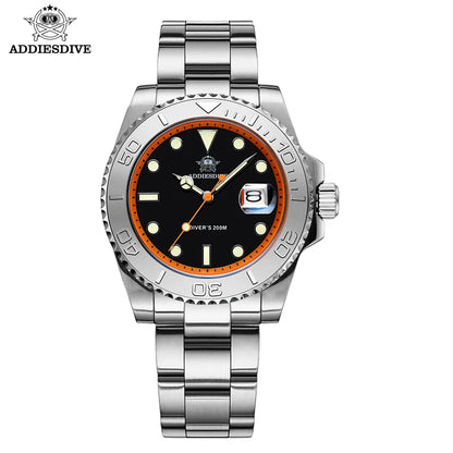 ADDIESDIVE Men's Watch BGW9 Super Luminous 316L Stainless Steel 20Bar Diving Quartz Steel Watches
