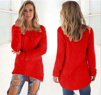 2025 Plus Size Women Warm Sweaters Solid Color O Neck Loose Knitted Pullover Long Sweater Casual Blouse Lady Oversize Clothing