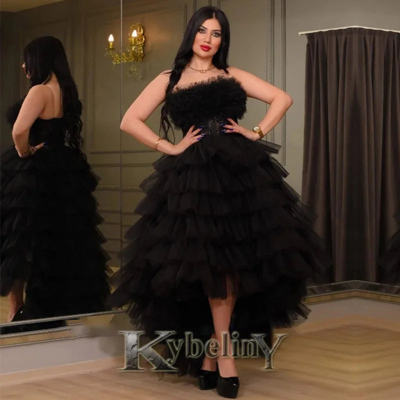 Kybeliny Luxury Rhinestones Graduation Dresses Mermaid Pleat Tulle Off the Shoulder Vestidos de Graduacion Customization