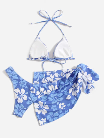 European and American Sexy Swimsuit Skirt Bikini Three-Piece Set