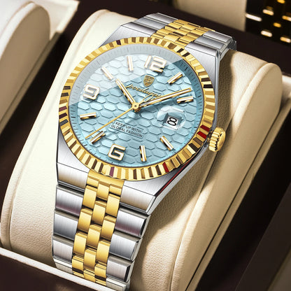 POEDAGAR Fashion Exquisite Men Wristwatches Waterproof Luminous Date Luxury Man Watch Stainless Steel Quartz Men's Watches Reloj