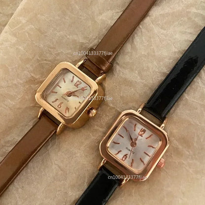 Hot Sales Women Watch Small Square Dial Thin Leather Strap Ladies Wristwatch Elegant Quartz Female Watches Casual reloj mujer