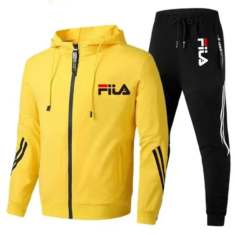 2026 Men's spring and Fall outdoor zipper jacket + sweatpants jogging set Casual basketball fitness two-piece set