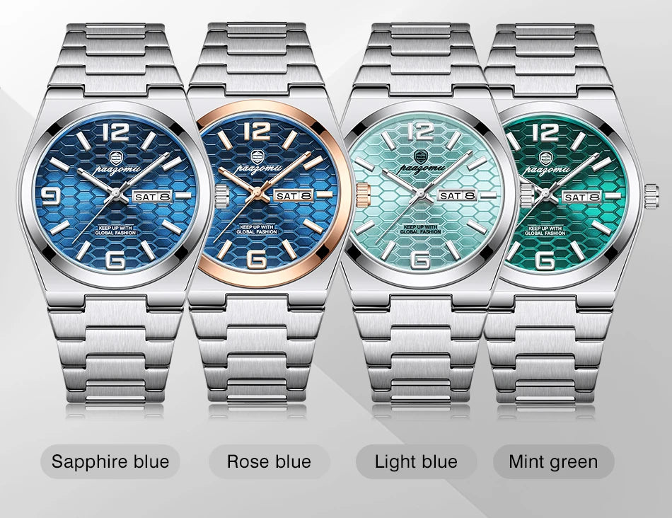 PAAZOMU Casual Man Watch Fashion Exquisite Men Wristwatches Waterproof Luminous Date Stainless Steel Quartz Men's Watches Reloj