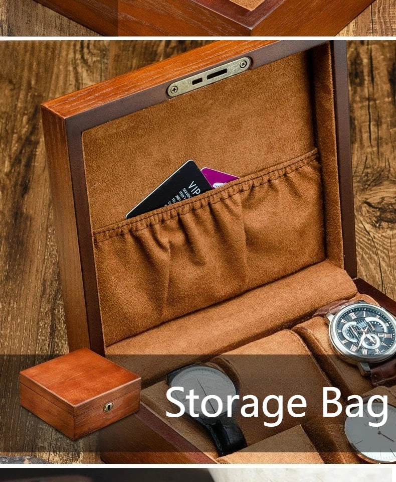 Wooden Watch Box Luxury Mechanical Watch Boxes Men Portable with Lock Watches Case Waterproof Cases for Wrist Watch Organizer