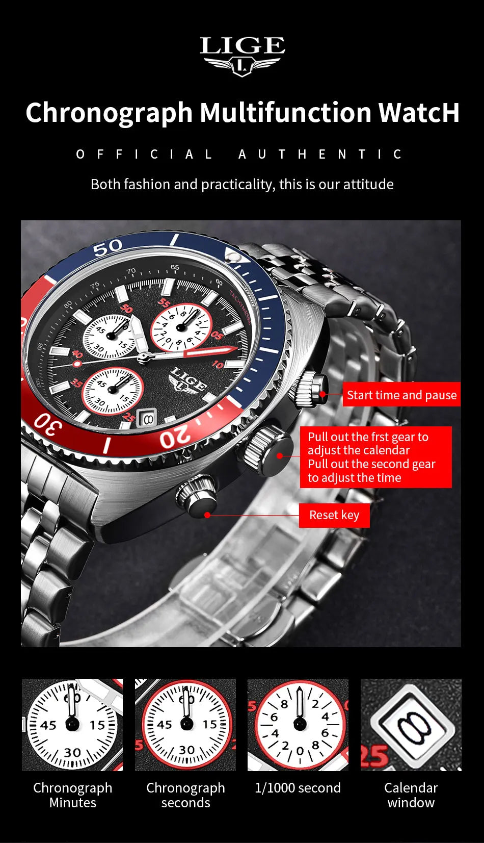 LIGE New Business Luxury Watches Men Top Quality Fashion Quartz Wristwatches Male 30M Waterproof Casual Mens Watch Gifts Reloj