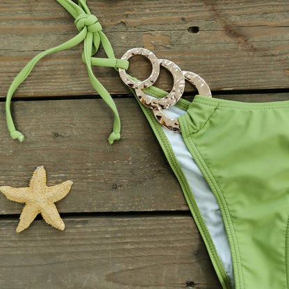 Brazilian Bikini Swimsuit for Women, Ring Linked Halter, Swimwear, Beachwear, 2025