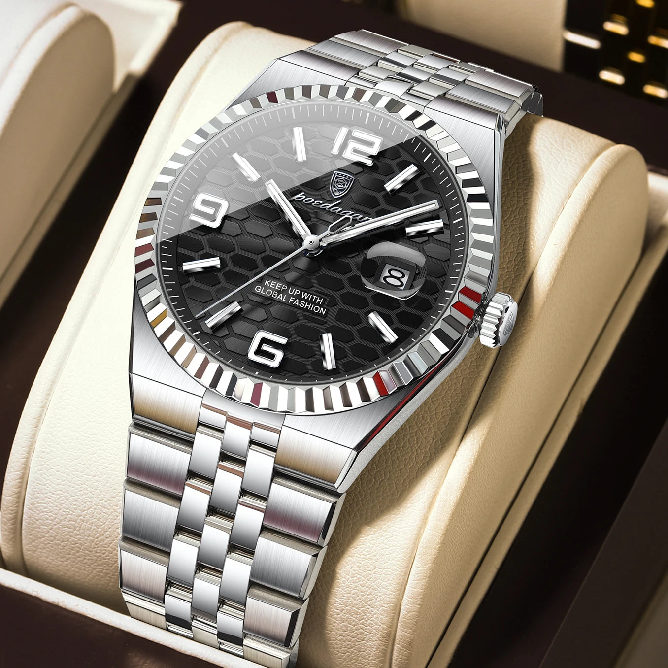 POEDAGAR Fashion Exquisite Men Wristwatches Waterproof Luminous Date Luxury Man Watch Stainless Steel Quartz Men's Watches Reloj
