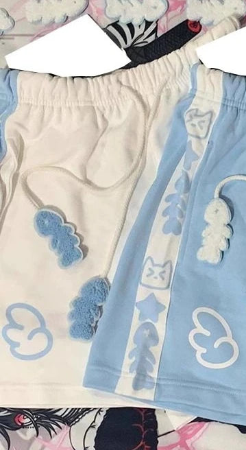 Japanese Sweet All Match Commuter Shorts Harajuku Y2k Aesthetic Constrast Color Cute Print Casual Pant Summer Punk Girl Shorts