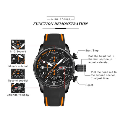 MINI FOCUS Electronic Quartz Mens Watches Auto Date Wristwatch Water Resistant Clock Gift for Men relogio masculino 0379G