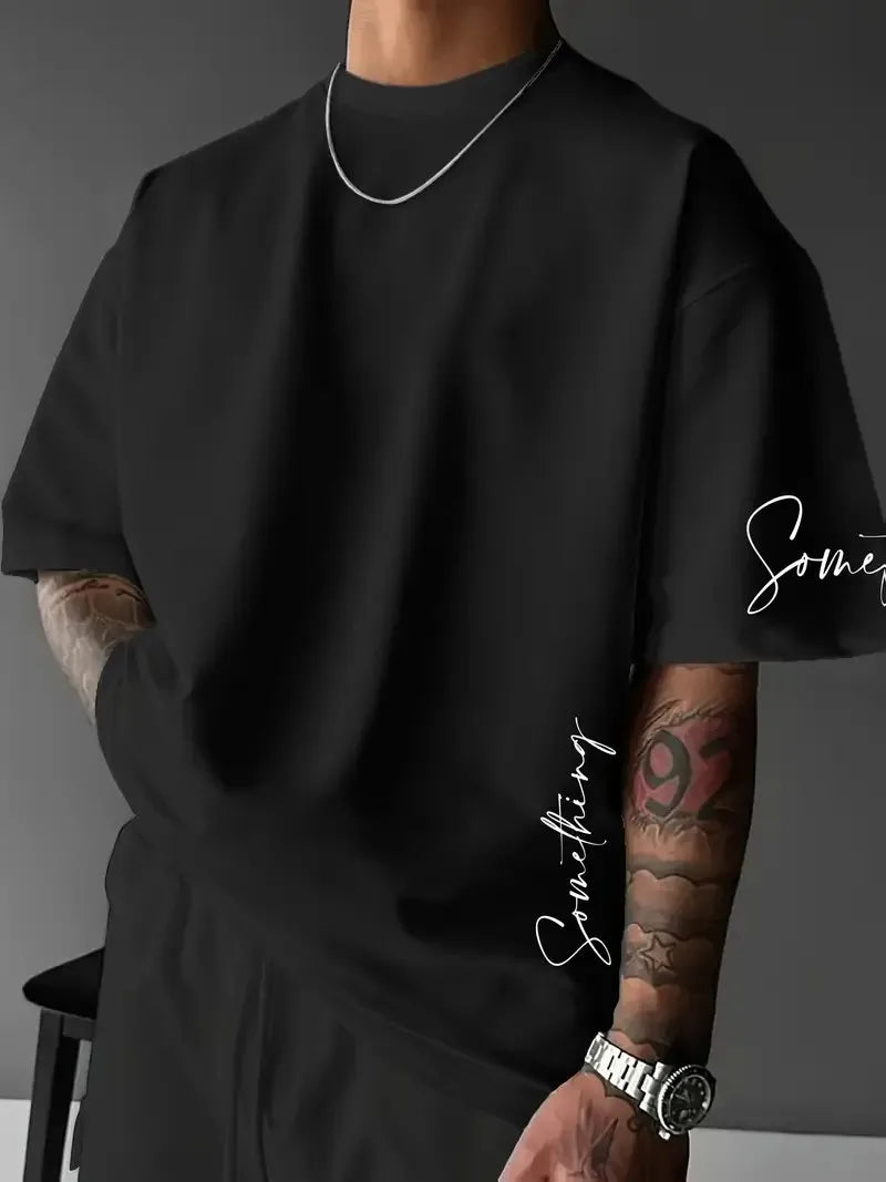 The 2026 summer new men's T-shirt features a casual fashionable comfortable soft and breathable 3D striped pattern print