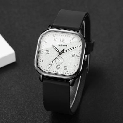 Fashion Square Women's Watch Casual Silicone Strap Quartz Watches Sports Wristwatch For Men Women Students（Without Box）