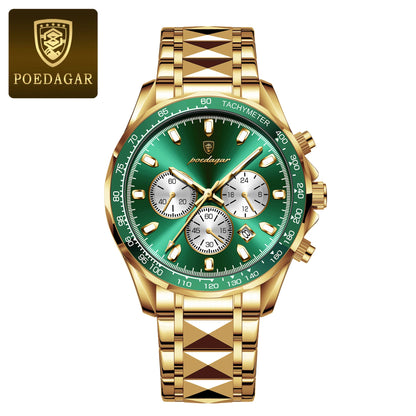 POEDAGAR Top Luxury Men Watch Chronograph Waterproof Luminous Date Man Watch Stainless Steel Sports Fashion Quartz Men's Watches