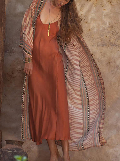 2025 Beach Kimono Cover-up Loose Swimsuit Cover Up Front Open Belt Kaftan Robe Plage Beach Pareos Dress Tunic Beach Wear