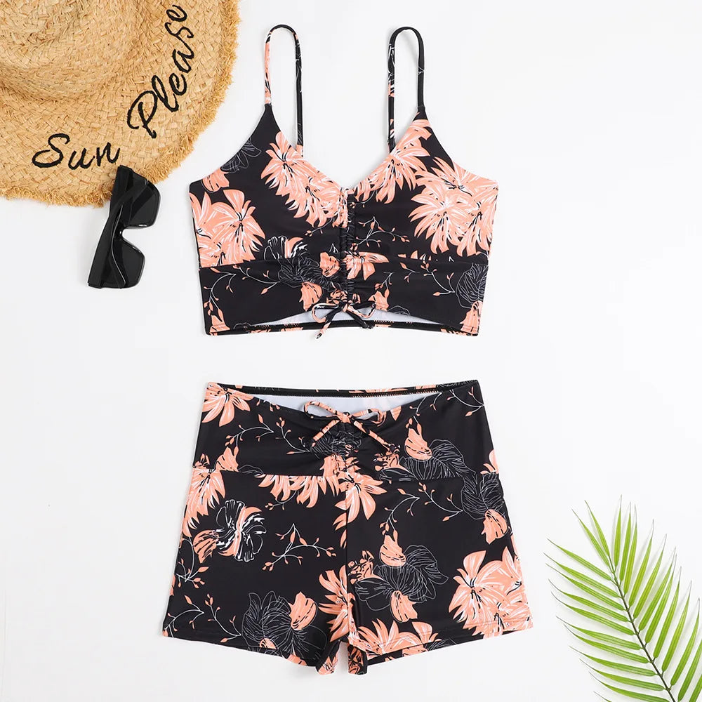2025 High Waist Bikini Swimsuit Women Push Up Bikini Floral Swimsuit Print Bikini boxers Swimwear Swim Trunks Bathing Suit