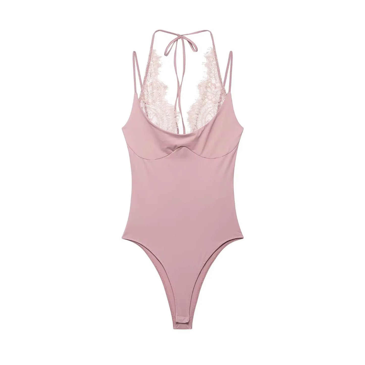 KONDALA 2026 Woman Sexy Night Party Pink Bodysuits Patchwork Lace Sleeveless Streetwear Slim Bodysuits Fashion Mujer Sheath Tops