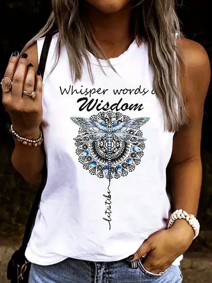 Women's casual fashion plus size summer fashion pattern printed round neck sleeveless vest