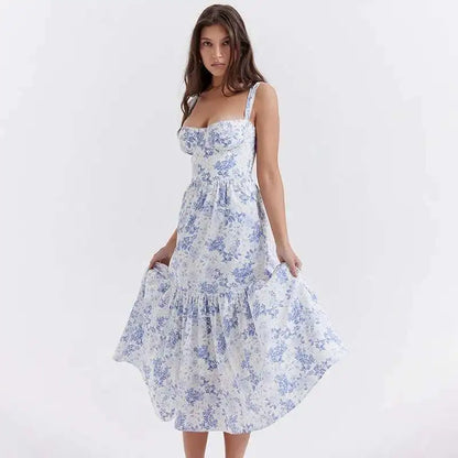 Townlike Print Bodycon A-line Dress Women Spaghetti Strap 2023 Summer Dress Midi Long Strapless Nightclub Sexy Party Dresses