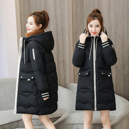 2025 New Women Long Down Cotton Jacket Korean Loose Cotton Coat Winter Thicken Warm Women Parkas Winter Female Hooded Coat