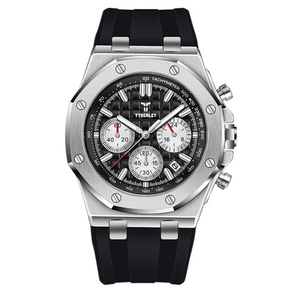 2025 New TYBERLEY Men's Watches Top Brand Luxury Quartz Watch Men Chronograph Wristwatches Sports Waterproof Luminous Grid Clock