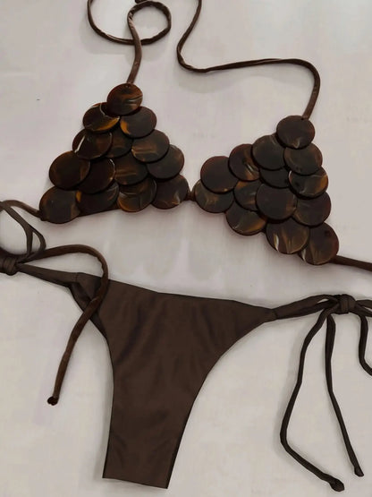 Sexy Bikini Swimsuit with Skirt Bandage Women Brazilian Shell Bikini Bathing Suit A Line Skirt Summer Female