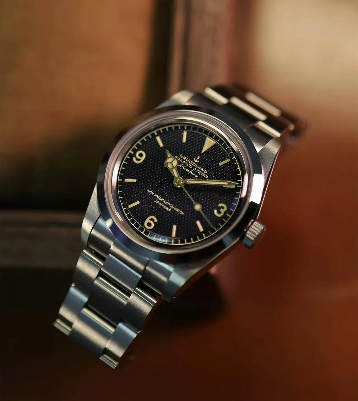 Hruodland 2025 36mm New Classic Automatic Men Dress Watches NH38 Mechanical Stainless Steel Bracelet Black Sport Wristwatch Male