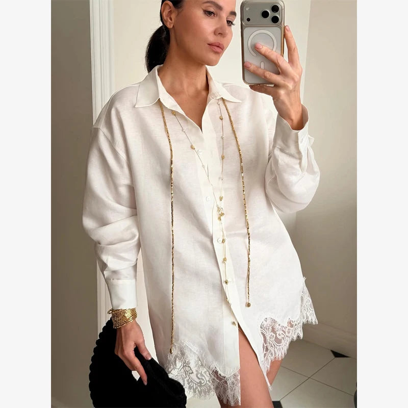 Solid Lapel Lace Patchwork Half Sleeve Shorts Set Women Chic Single Breasted Tops Pockets Pants Suits 2026 Daily Street Outfits