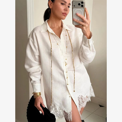 Solid Lapel Lace Patchwork Half Sleeve Shorts Set Women Chic Single Breasted Tops Pockets Pants Suits 2026 Daily Street Outfits