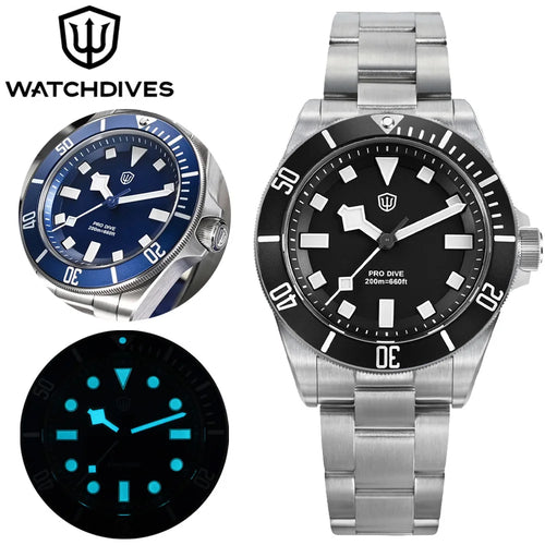 Watchdives WD1969 Pro Watch VH31 Sweep Seconds Quartz Movement Waterproof BGW9 Luminous Sapphire Glass 38mm Vintage Men Watches