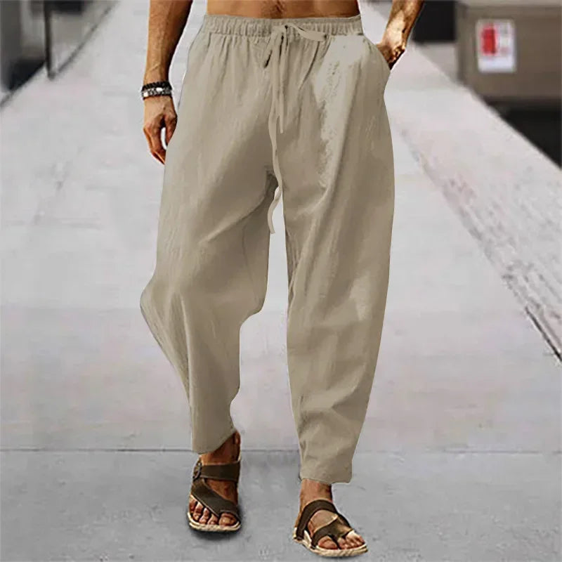 Fashion Mens Linen Wide Pants Korean Trousers Oversize Sports Streetwear Male Spring Yoga Pants Casual Men Clothing Sweatpants