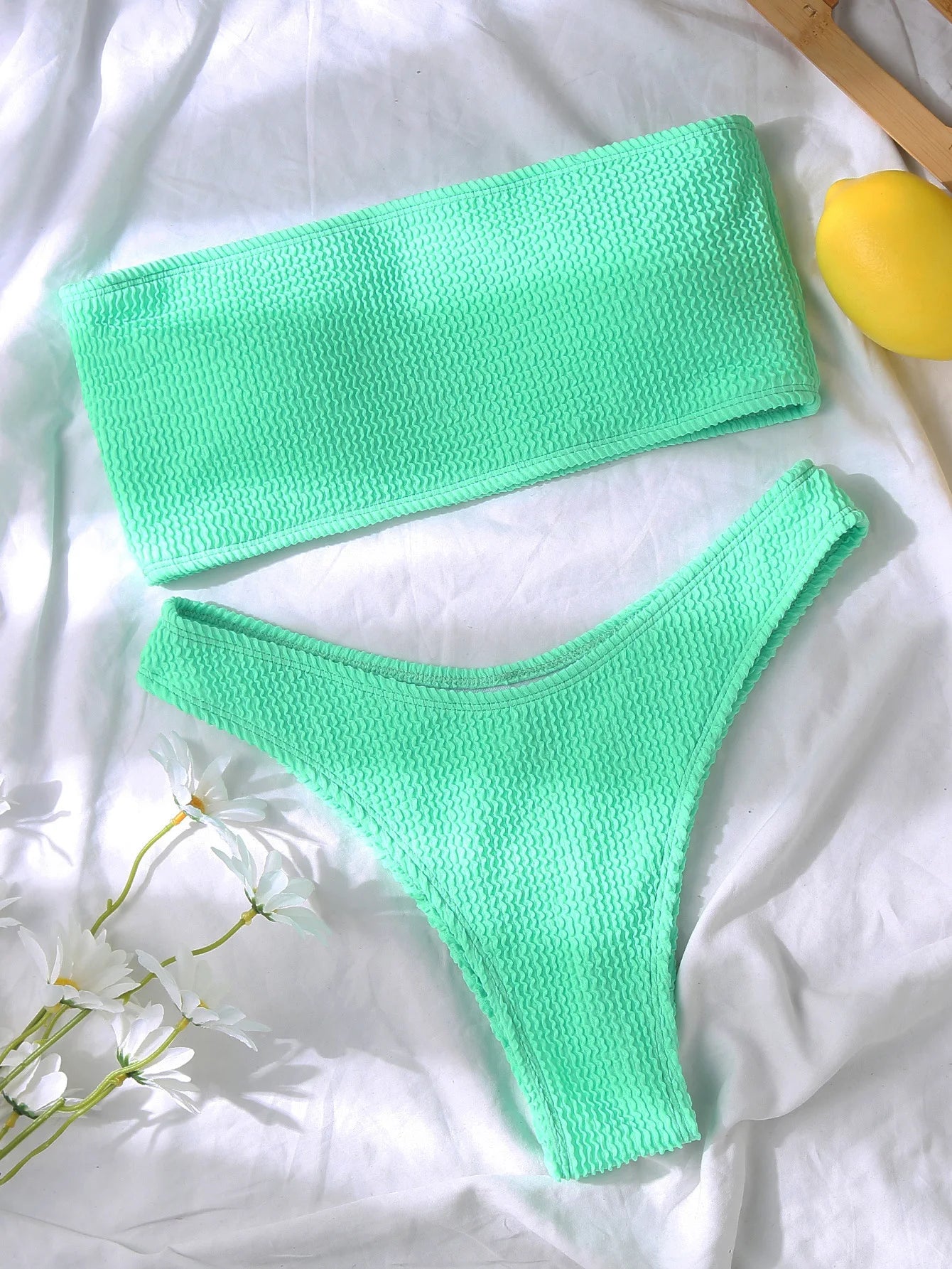 Fashion Bikini Textured Swimwear Women 2026 High Cut Swimsuit Women Bathing Suits Solid Brazilian Bikinis Set