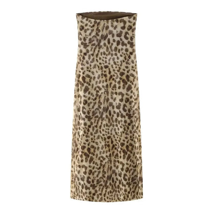 2024 Dress For Women Summer Chic Print Mesh Sleeveless Sexy Side Slit Slim Dresses Wild Beach Resort Style Woman Dress