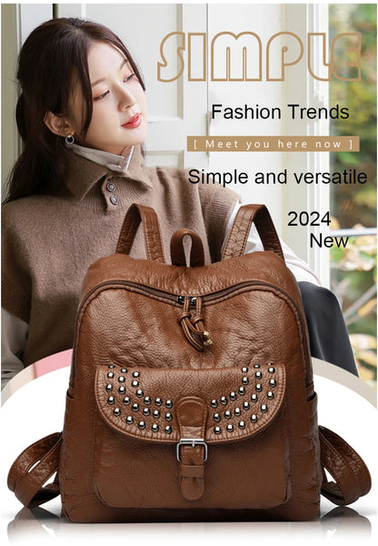 Women High quality leather Backpacks Vintage Female Shoulder Bag Sac a Dos Travel Ladies Bagpack Mochilas School Bags For Girls