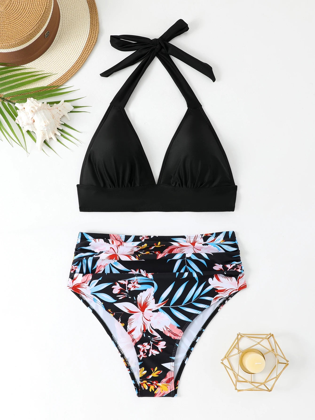 U-wire Bikinis 2026 Women High Waist Swimwear Solid Swimsuit Female Beachwear Summer Bathers Bathing Swimming Swim Suit XL