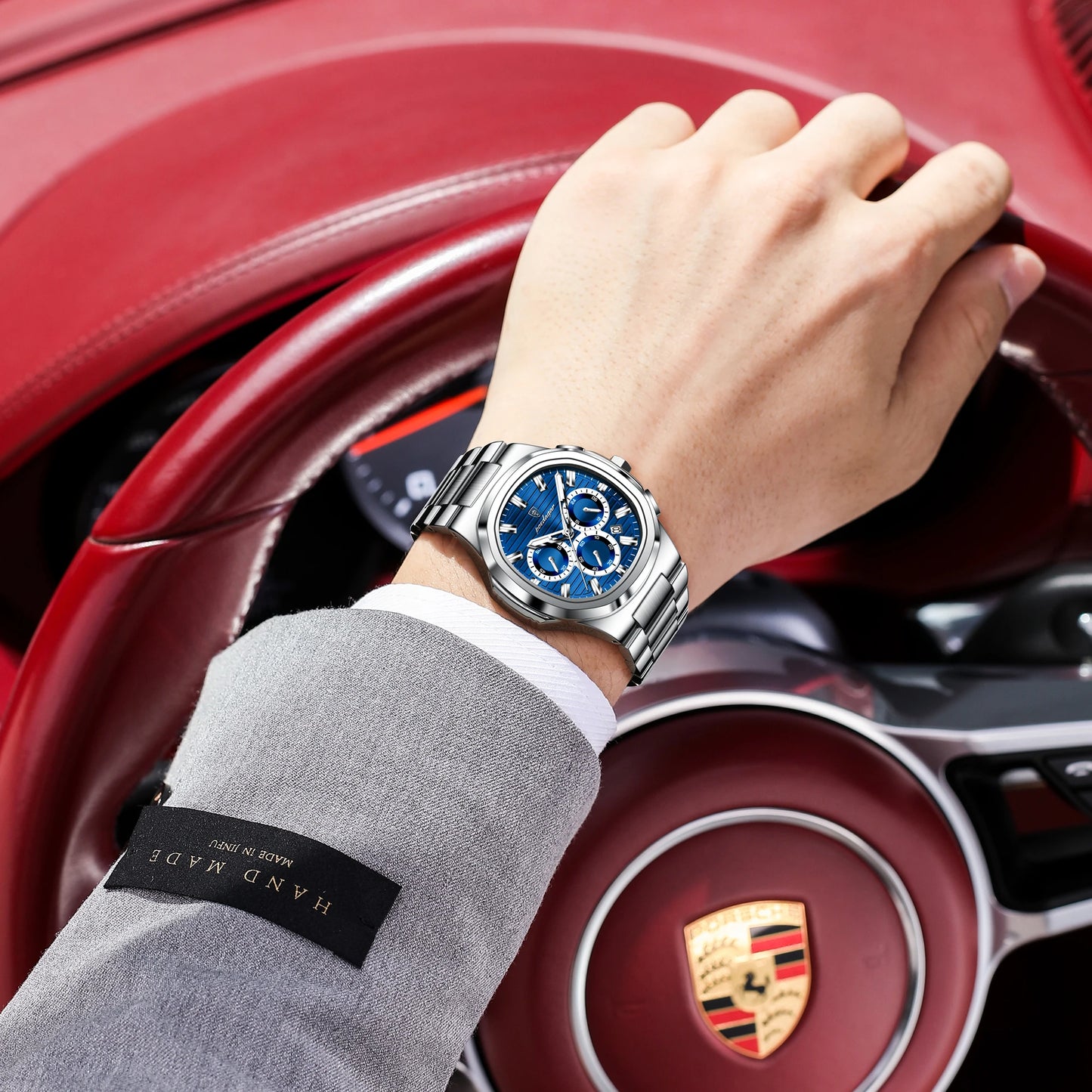 POEDAGAR Business Male Clock Date Chronograph Waterproof Luminous Luxury Men Watch Stainless Steel Quartz Fashion Men's Watches