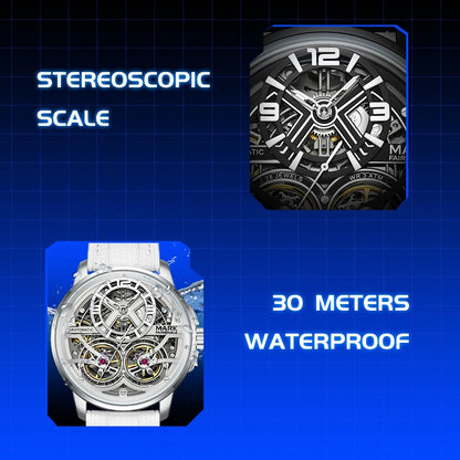 Mark Fairwhale Fashion Watches Mens Silicone Strap Waterproof Automatic Skeleton Mechanical Watch