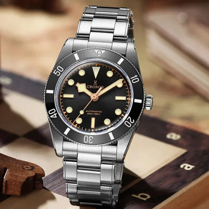 2025 Cronos Luxury Men's Watches 37mm Diver BB54 Vintage Automatic Matt/ Aluminum Bezel Female End Links Sapphire 20 Bar L6033