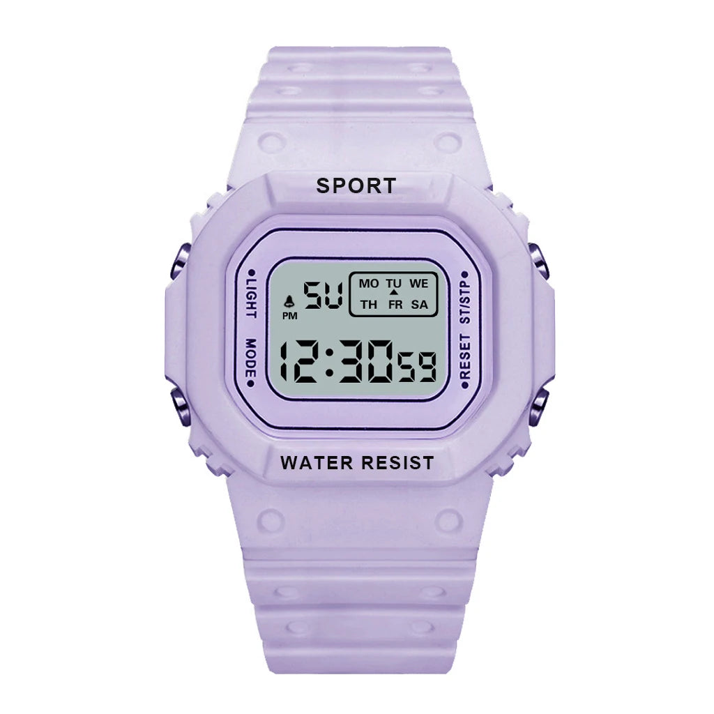 YIKAZE Sports Watch Boys Girls Student LED Electronic Watch Colorful Men Women Square Digital Watches Waterproof Rubber Clock